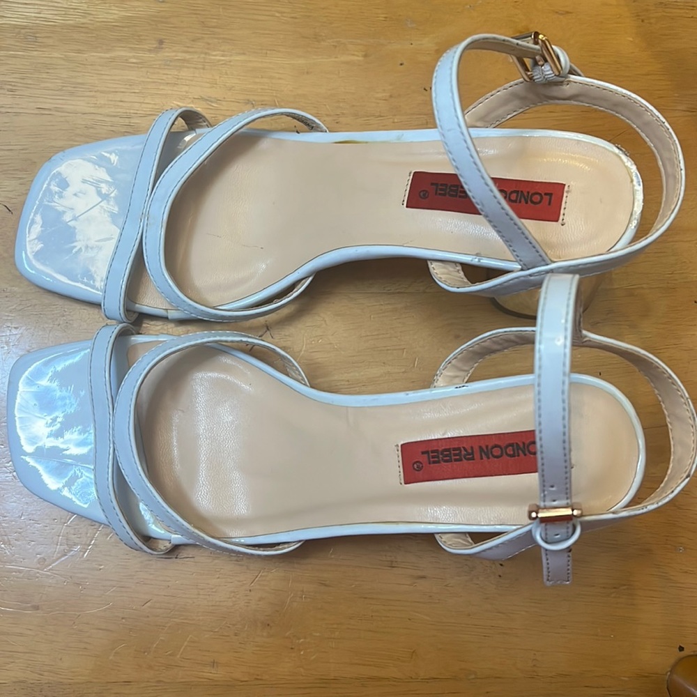 Light blue block heel